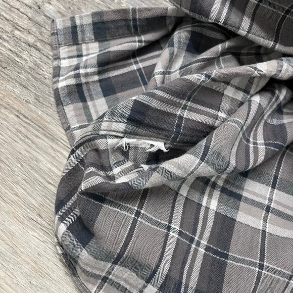 Eddie Bauer Grey Tartan Plaid Mens L Tall Classic Fit Button Down Flannel Shirt - Picture 4 of 8